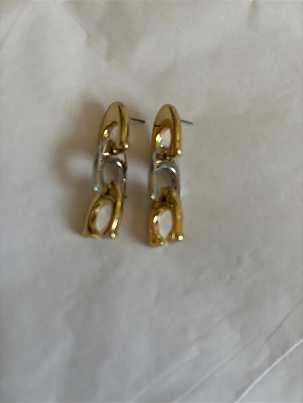 Coach signature 2 tone dangling earrings- Used